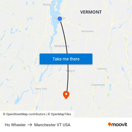 Ho Wheeler to Manchester VT USA map