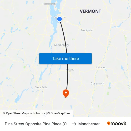 Pine Street Opposite Pine Place (Old Greyhound) to Manchester VT USA map