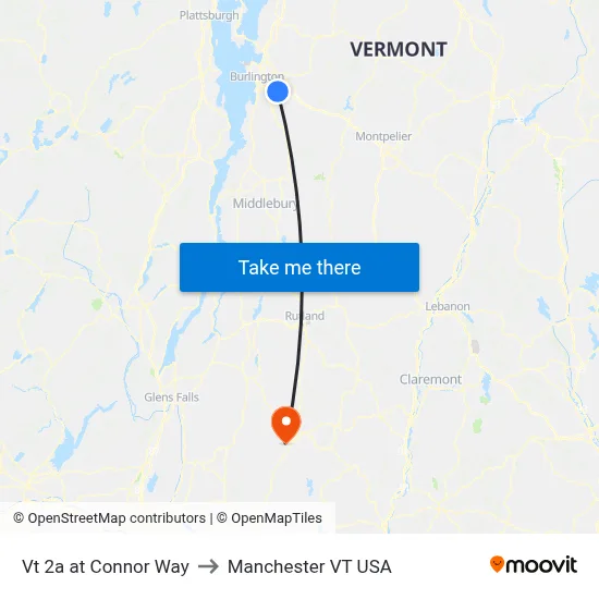 Vt 2a at Connor Way to Manchester VT USA map