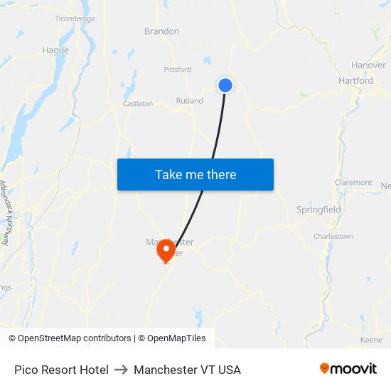 Pico Resort Hotel to Manchester VT USA map