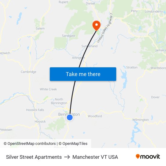 Silver Street Apartments to Manchester VT USA map