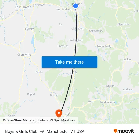 Boys & Girls Club to Manchester VT USA map
