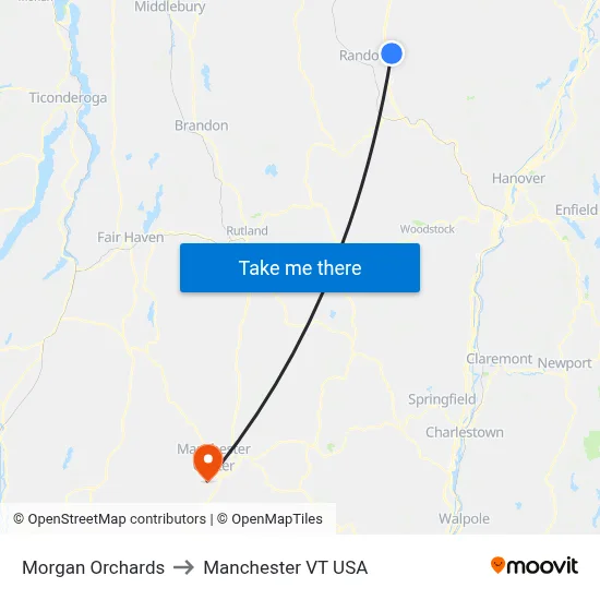 Morgan Orchards to Manchester VT USA map