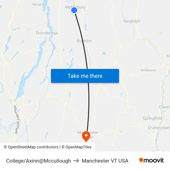 College/Axinn@Mccullough to Manchester VT USA map