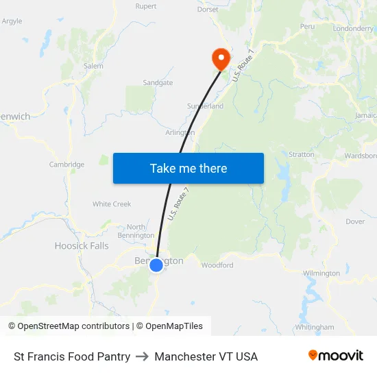St Francis Food Pantry to Manchester VT USA map