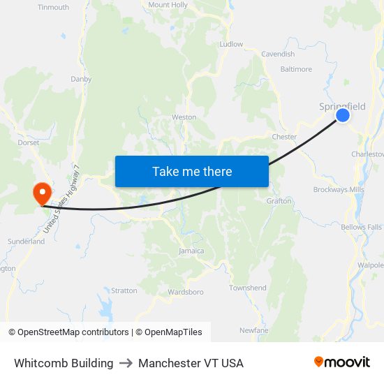 Whitcomb Building to Manchester VT USA map