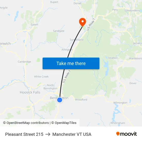 Pleasant Street 215 to Manchester VT USA map
