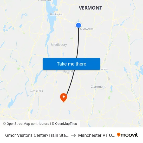 Gmcr Visitor's Center/Train Station to Manchester VT USA map
