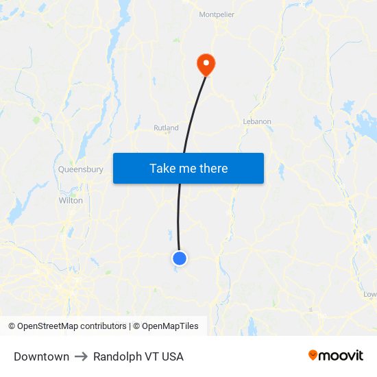 Downtown to Randolph VT USA map