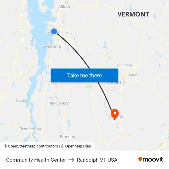 Community Health Center to Randolph VT USA map