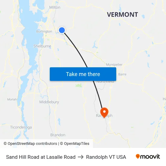 Sand Hill Road at Lasalle Road to Randolph VT USA map