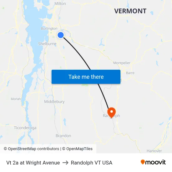 Vt 2a at Wright Avenue to Randolph VT USA map
