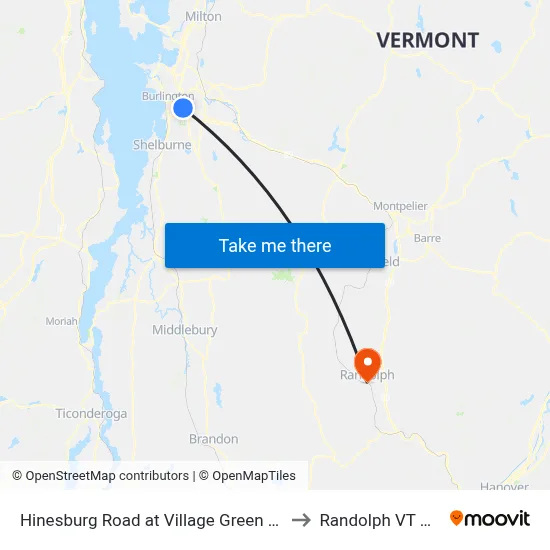 Hinesburg Road at Village Green Drive to Randolph VT USA map