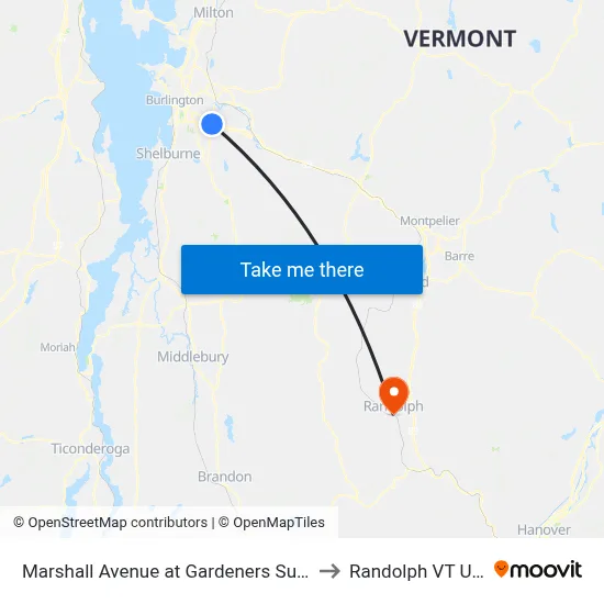 Marshall Avenue at Gardeners Supply to Randolph VT USA map