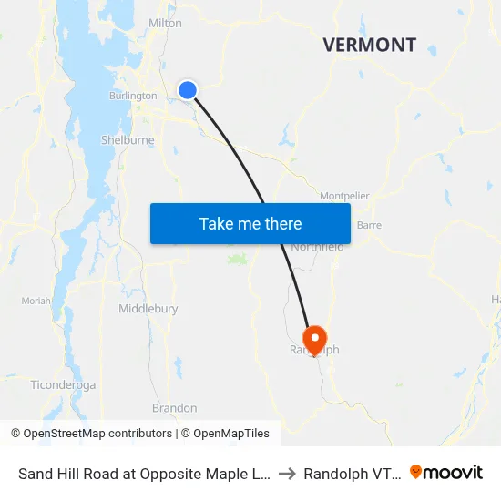 Sand Hill Road at Opposite Maple Lawn Drive to Randolph VT USA map