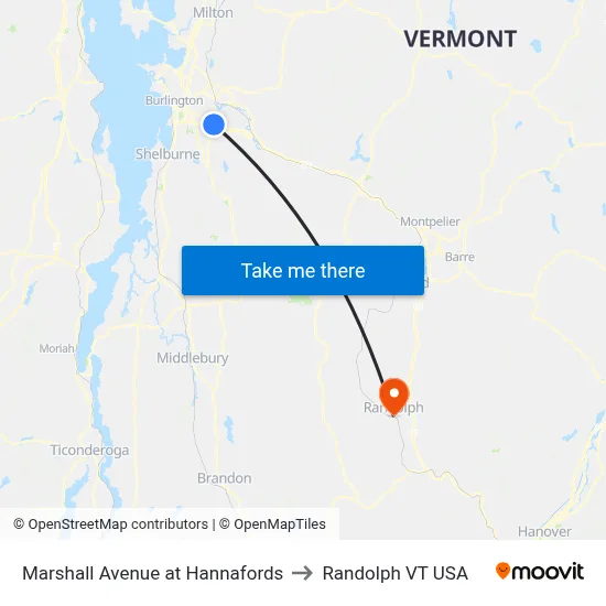Marshall Avenue at Hannafords to Randolph VT USA map
