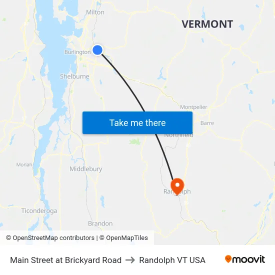 Main Street at Brickyard Road to Randolph VT USA map