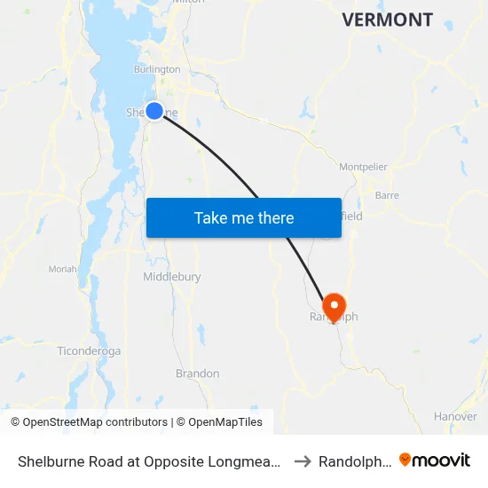Shelburne Road at Opposite Longmeadow Drive (The Commons) to Randolph VT USA map
