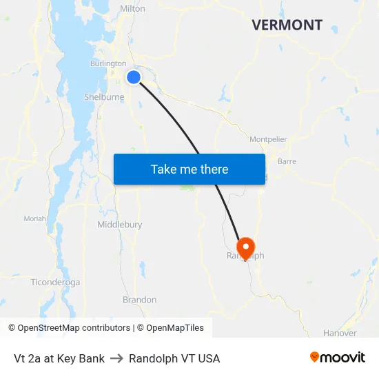 Vt 2a at Key Bank to Randolph VT USA map