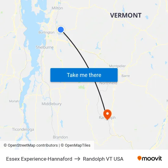 Essex Experience-Hannaford to Randolph VT USA map