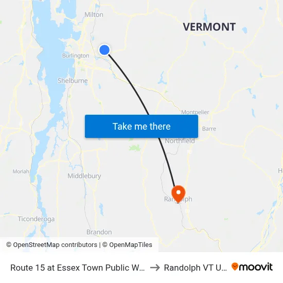Route 15 at Essex Town Public Works to Randolph VT USA map