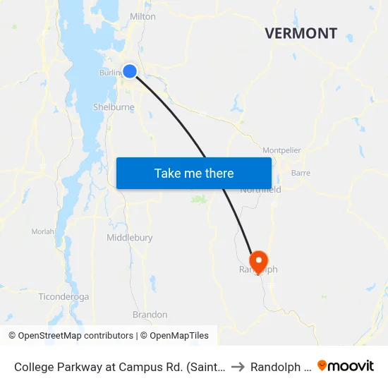 College Parkway at Campus Rd. (Saint Mikes West Entrance) to Randolph VT USA map