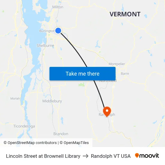Lincoln Street at Brownell Library to Randolph VT USA map