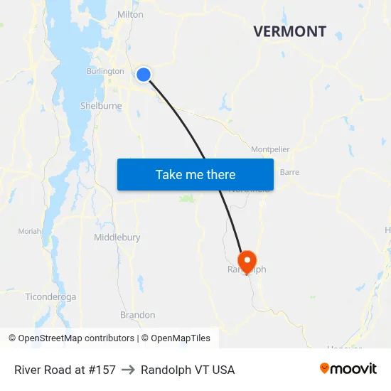 River Road at #157 to Randolph VT USA map