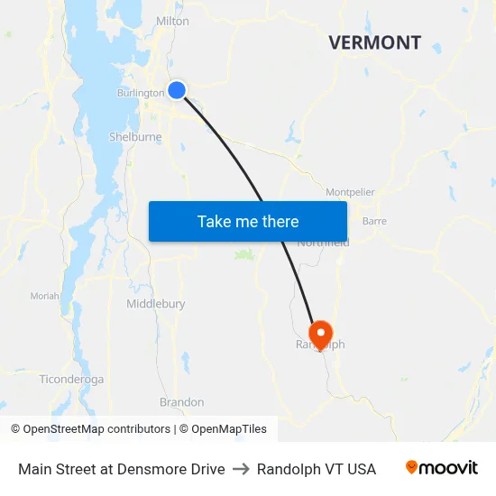 Main Street at Densmore Drive to Randolph VT USA map
