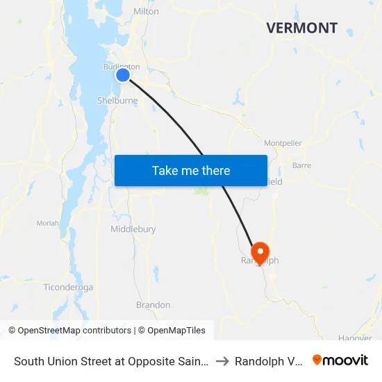 South Union Street at Opposite Saint Paul Street to Randolph VT USA map