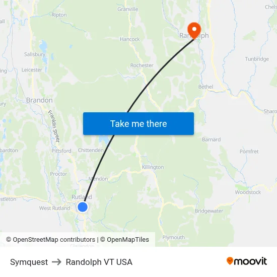 Symquest to Randolph VT USA map