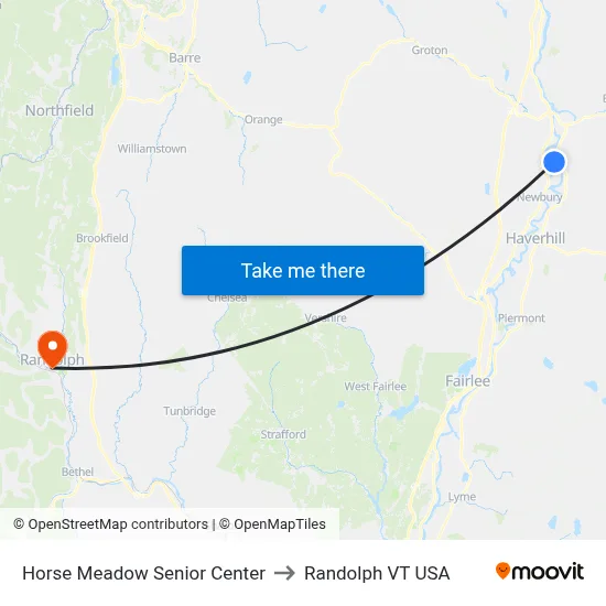 Horse Meadow Senior Center to Randolph VT USA map