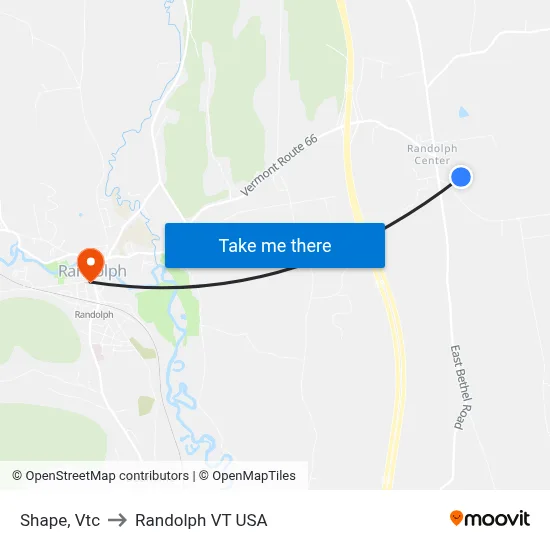 Shape, Vtc to Randolph VT USA map