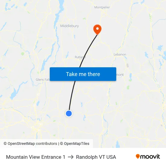 Mountain View Entrance 1 to Randolph VT USA map