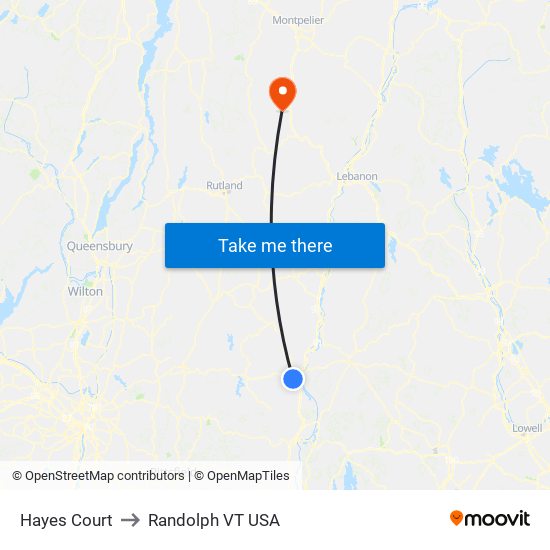 Hayes Court to Randolph VT USA map
