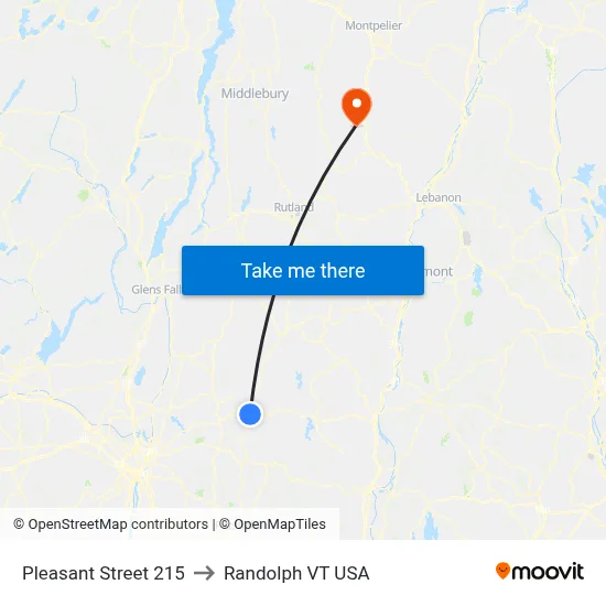 Pleasant Street 215 to Randolph VT USA map