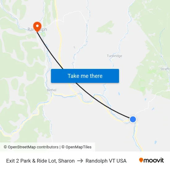 Exit 2 Park & Ride Lot, Sharon to Randolph VT USA map
