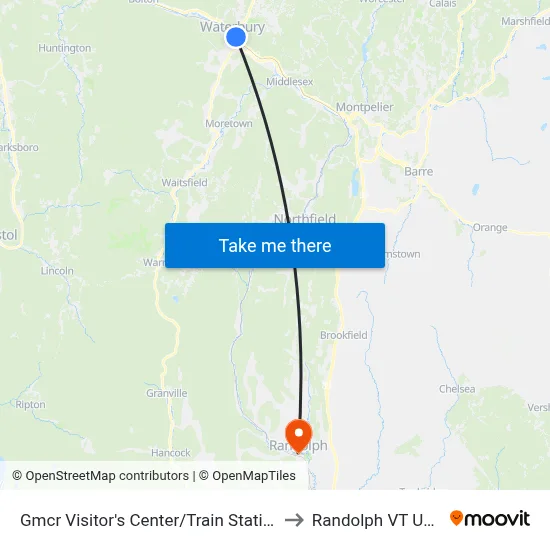 Gmcr Visitor's Center/Train Station to Randolph VT USA map