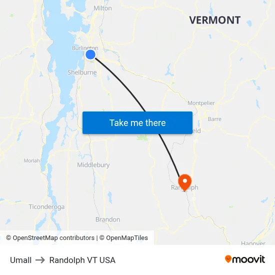 Umall to Randolph VT USA map
