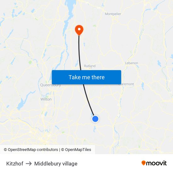 Kitzhof to Middlebury village map