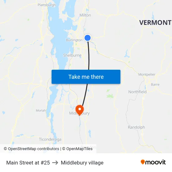 Main Street at #25 to Middlebury village map