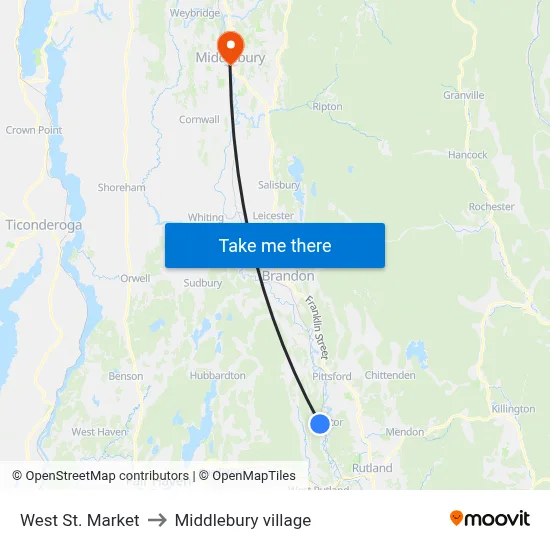 West St. Market to Middlebury village map