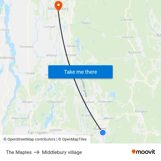 The Maples to Middlebury village map