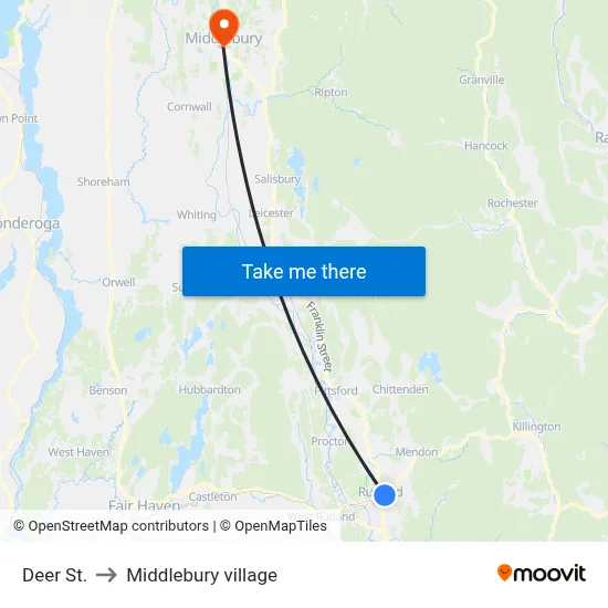 Deer St. to Middlebury village map