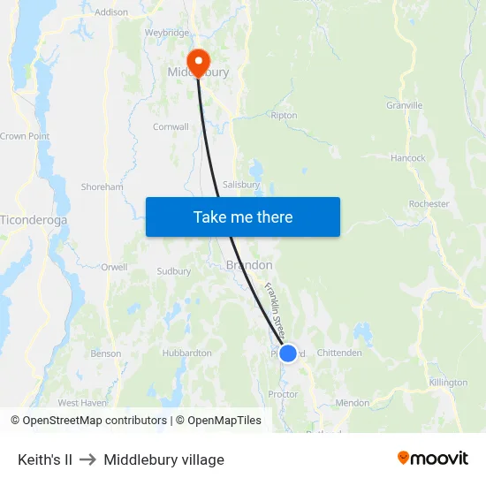 Keith's II to Middlebury village map