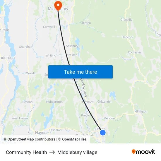Community Health to Middlebury village map