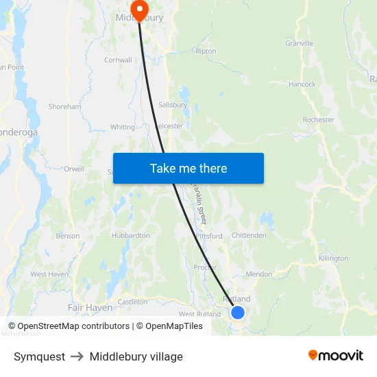 Symquest to Middlebury village map