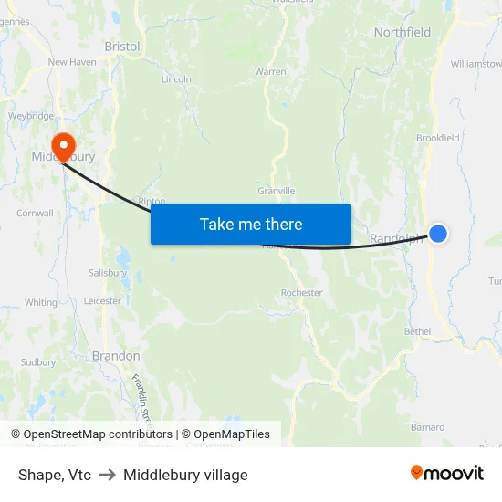 Shape, Vtc to Middlebury village map
