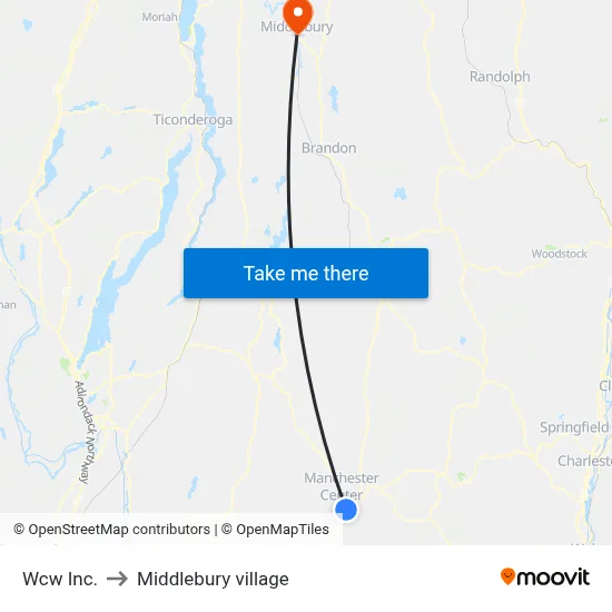 Wcw Inc. to Middlebury village map