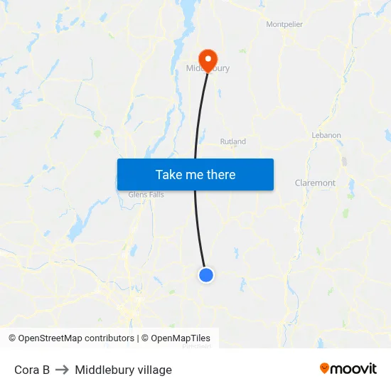 Cora B to Middlebury village map
